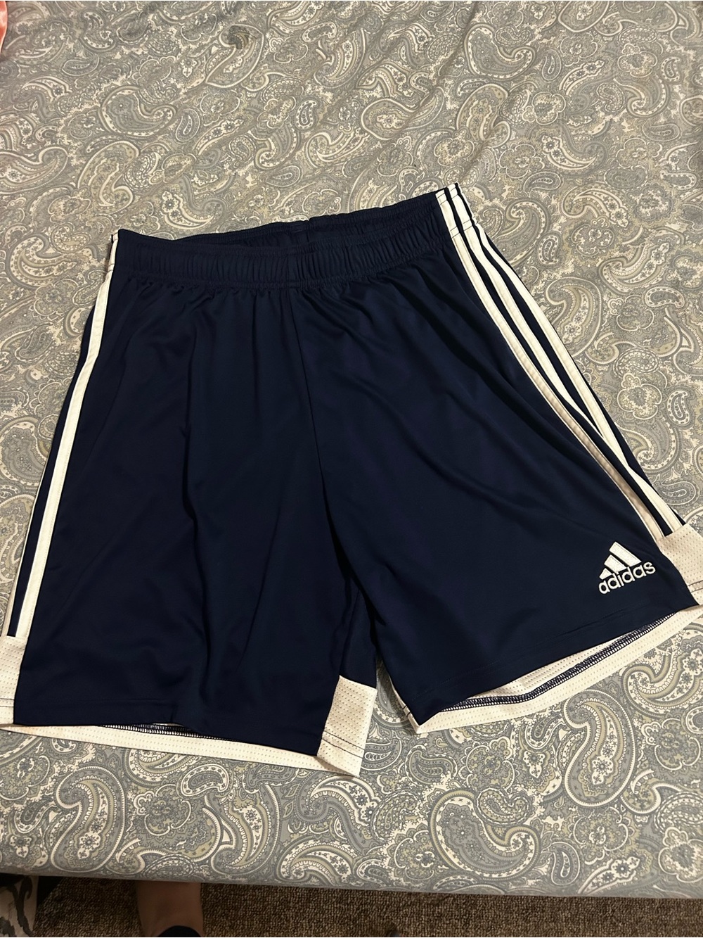 Adidas boys Navy Athletic Shorts with White Trim